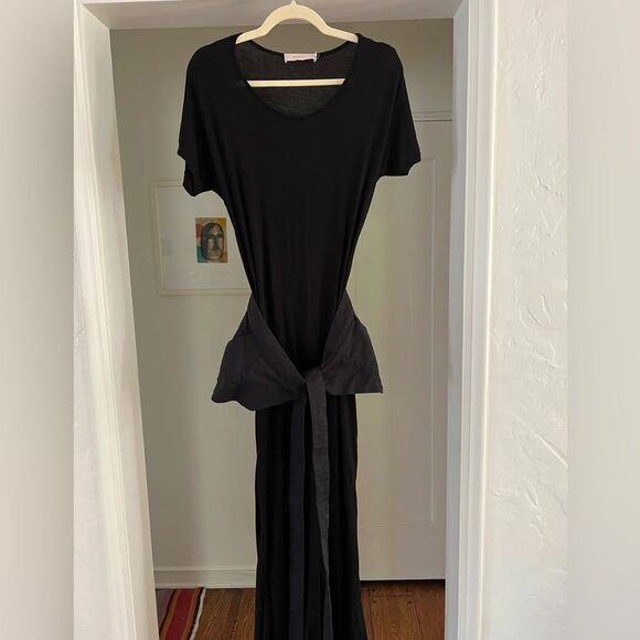 Preen Line Mermaid Hem Dress Long Black with Apron Belt Medium M - Picture 2 of 5
